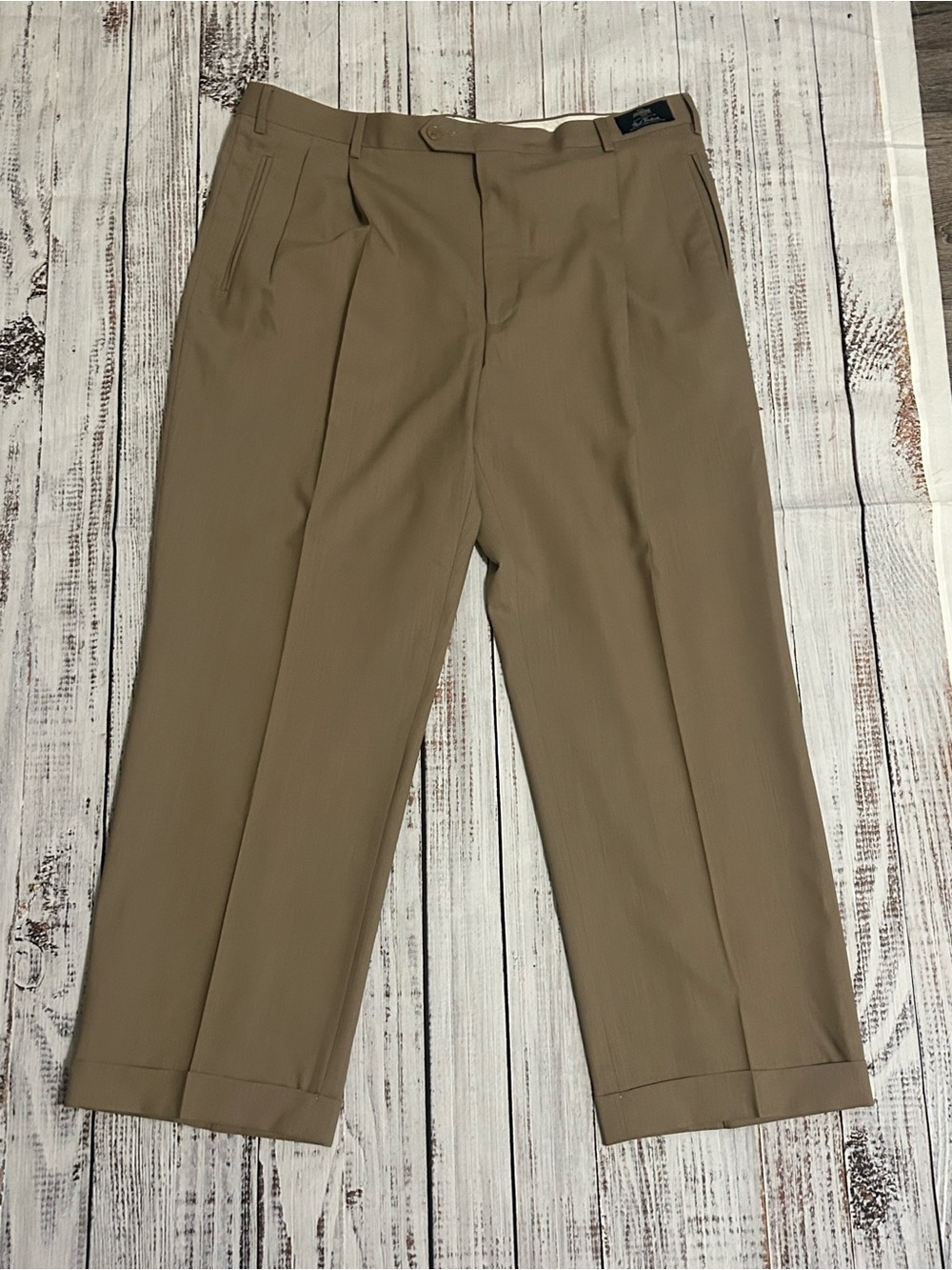 Paul Fredrick Men's Dress Pants - Olive/Tan